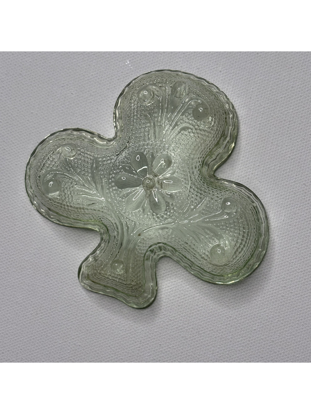 Vintage Green Shamrock Depression Glass Ashtray Dish
